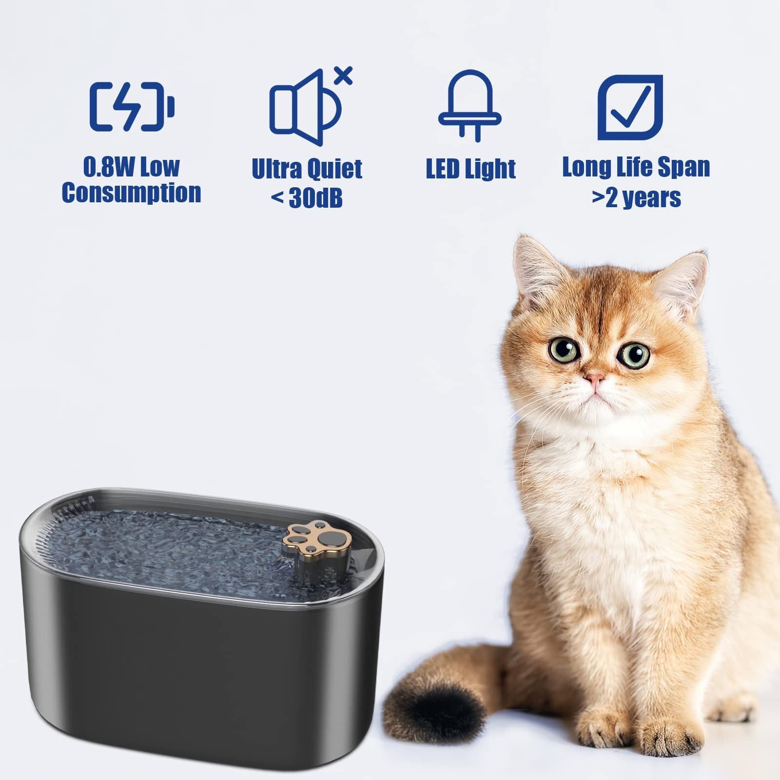 AquaFlow™ 3L Pet Water Fountain – Ultra-Quiet, LED Indicator & Triple Filtration