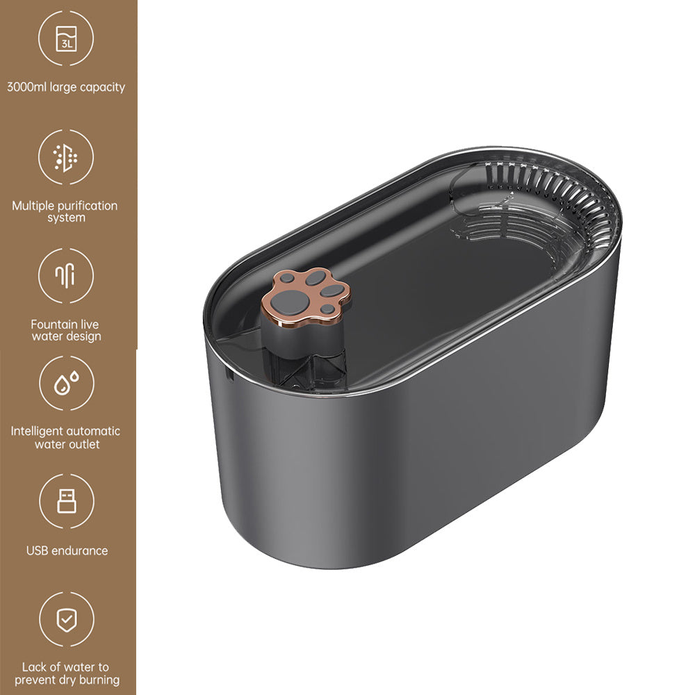 AquaFlow™ 3L Pet Water Fountain – Ultra-Quiet, LED Indicator & Triple Filtration