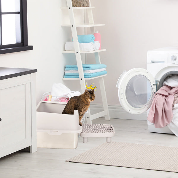 Premium Stainless Steel Litter Box with Shovel, Foot Pad